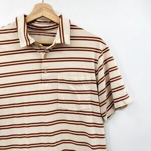 Patagonia M brown striped Cotton in Conversion Lightweight Polo